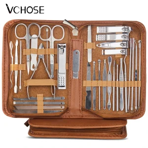 8/32pcs Set manicure Kit pedicure professionale Forbici per unghie Kit per toelettatura Frese per manicure in acciaio inossidabile Strumenti per la bellezza delle unghie 1