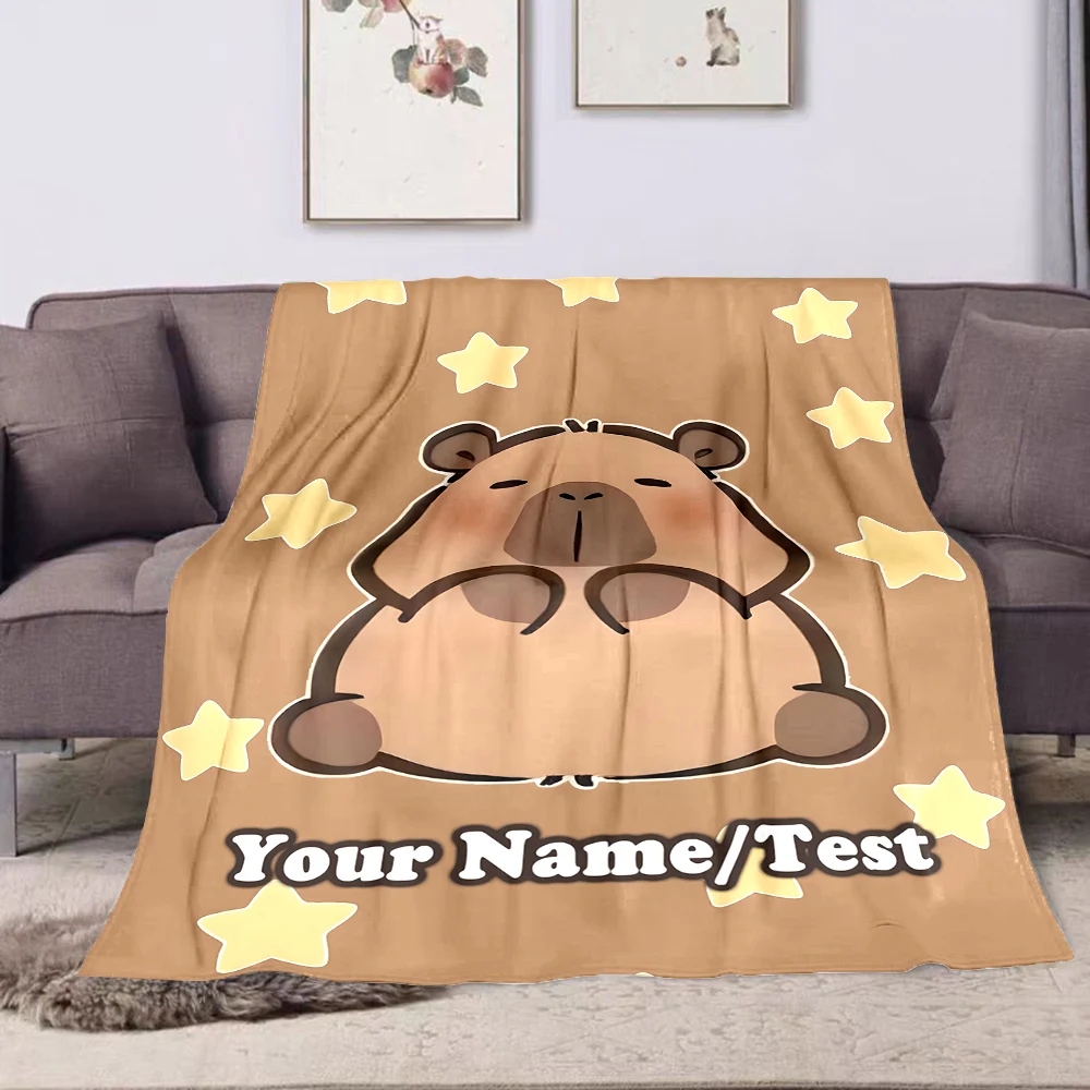 Personalizzazione Coperta con nome personalizzato Stampa capibara adatta per divano, letto, viaggi, campeggio, divano, sedia e letto Regalo di lusso 5