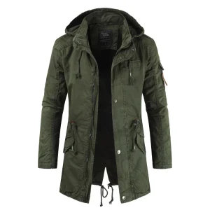 Parka con cappuccio caldo invernale da uomo Giacca a vento in pile da uomo Abbigliamento da lavoro Cappotto tattico militare da uomo Bomber cargo multitasche 1