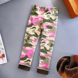 Pantaloni per bambini in velluto sottile Pantaloni per bambini con stampa mimetica Pantaloni per ragazzi Leggings per ragazze floreali per la primavera autunno 1