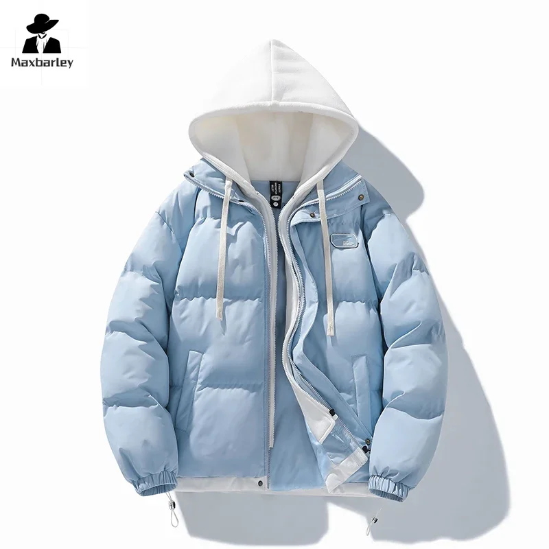 Giacca invernale da uomo nuova Giacca coreana imbottita in cotone caldo stile giapponese da donna in 2 pezzi con cappuccio finto addensato alla moda 6