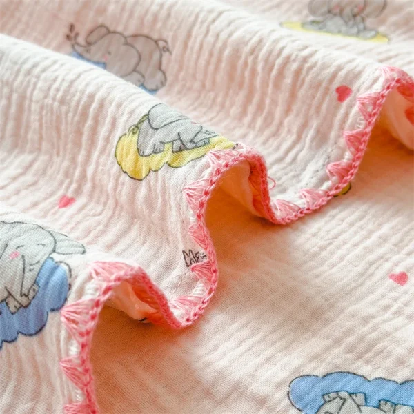 Coperta in cotone 100% Coperta antiacaro per letto Coperta per divano in stile cartone animato per bambini Coperta di garza a doppio strato Singolo/Queen/King 4