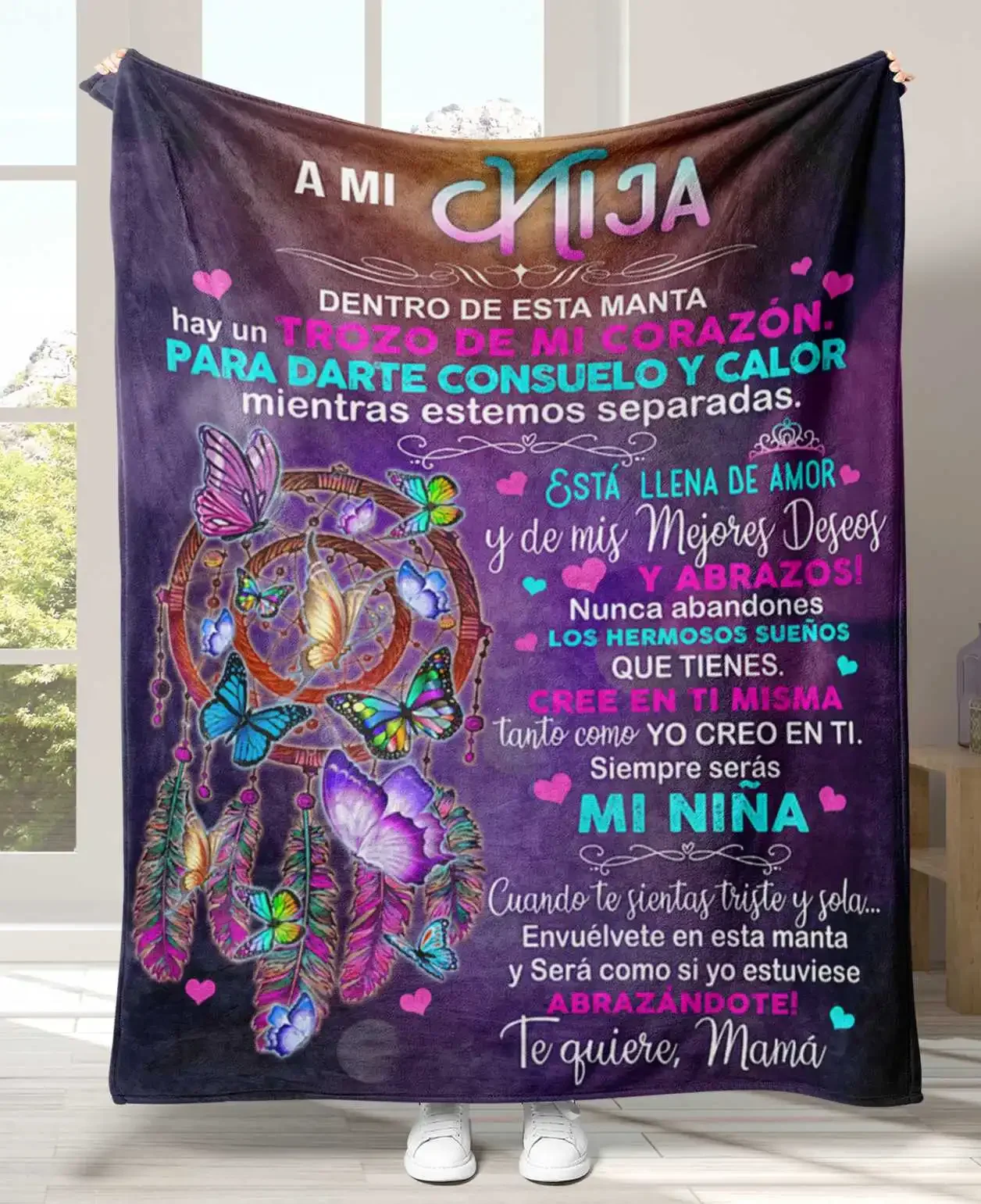 Coperta di flanella Super morbida per mia figlia figlio figlia da mamma papà versione spagnola divano letto coperte da tiro regali di compleanno 4