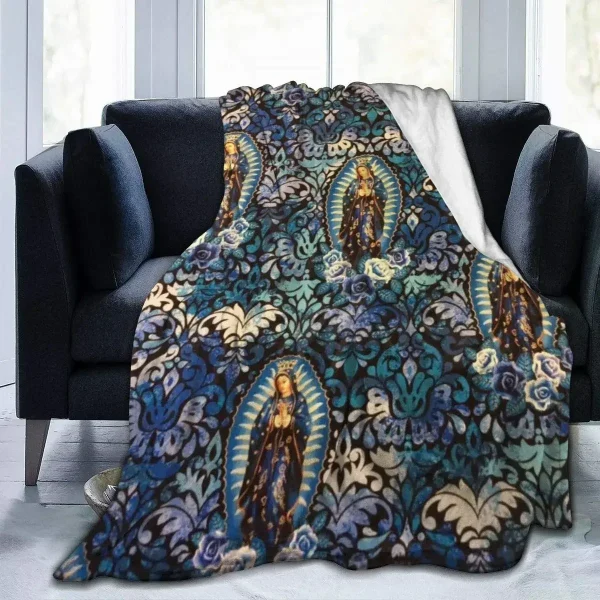 Coperte in flanella cristiana della Vergine Maria, letto leggero e sottile, Queen King e Twin Size, per casa e ufficio 2