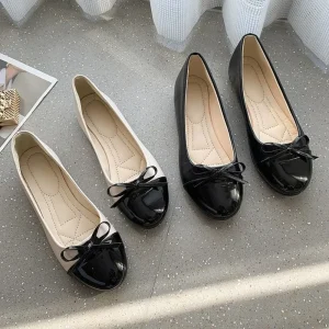 Ballerine scarpe da madre scarpe basse da donna Comfort mocassini da donna antiscivolo appartamenti in pelle eleganti scarpe singole da donna Bowknot 1