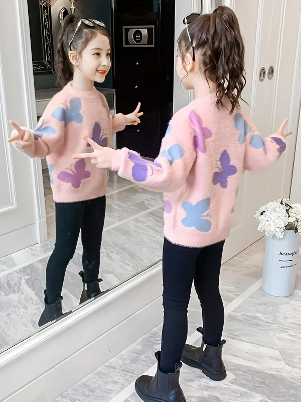 Maglioni da ragazza, pullover, abbigliamento autunnale e invernale, nuovi vestiti per bambini, camicie con fondo, eleganti maglioni ispessiti per bambini più grandi 6