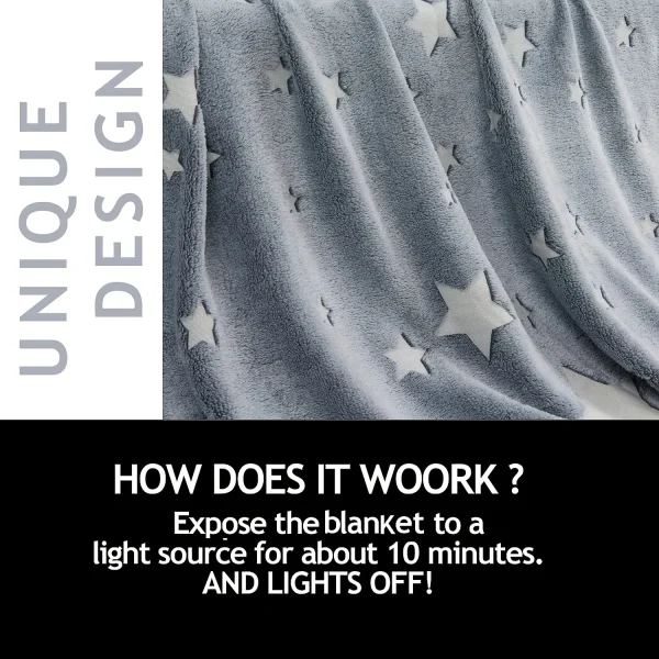 1 pezzo di coperta da tiro con luna che si illumina al buio per ragazzi e ragazze, coperta luminosa per compleanno per bambini piccoli, coperte morbide e accoglienti 6