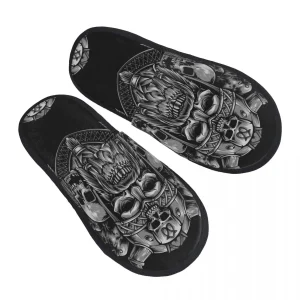 Pantofola invernale donna uomo moda soffici pantofole calde teschio vichingo con pantofole Raven House scarpe divertenti 1