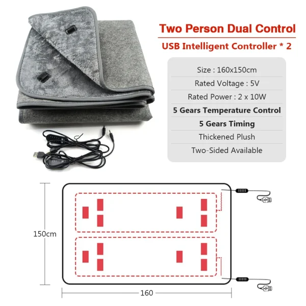 Coperta riscaldante elettrica 80 cm x 160 cm 150x160 cm Tappeti riscaldati elettrici Pad Ispessimento Letto per auto Materasso Scaldalatte Coperta riscaldata 6