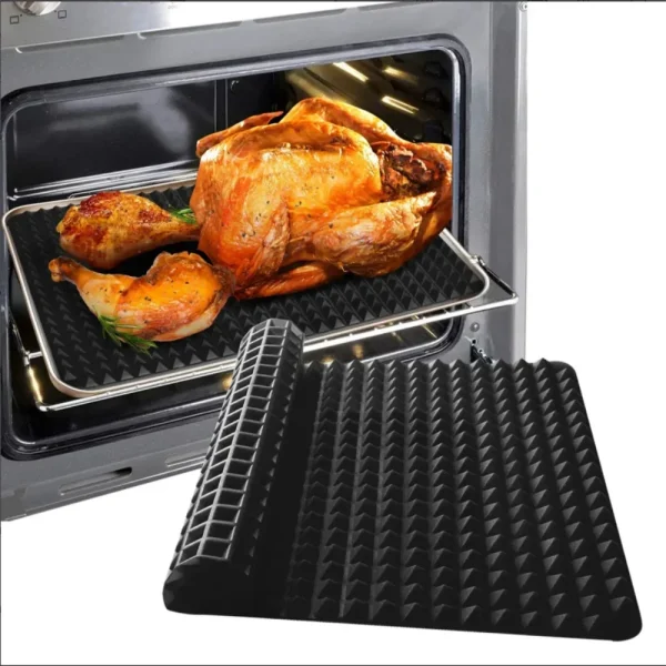 Tappetino da forno in silicone Teglia da cucina Confezione da 1/2 grande 15,23 "x 10,74" Foglio antiaderente per ridurre il grasso sano per grigliare il forno BBQ 2
