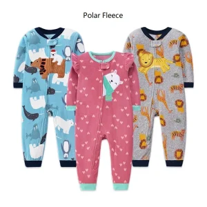 Vestiti per neonati per neonati Primavera Autunno Pagliaccetto a maniche lunghe in pile polare Tuta calda Pigiama per bambini per bambini Tuta per neonate 1