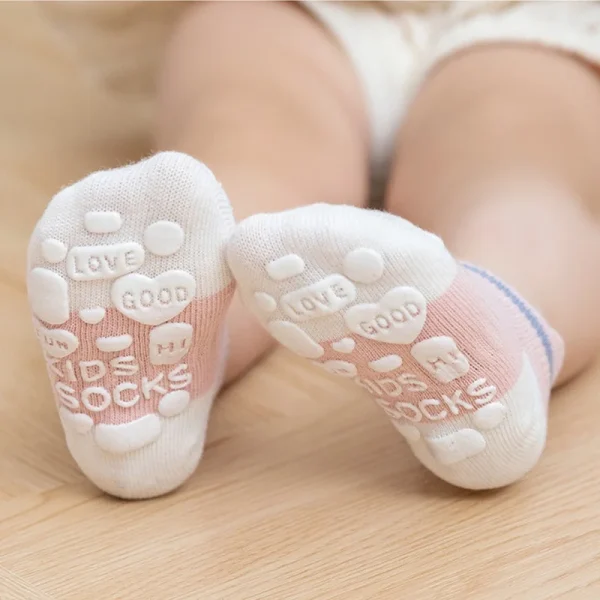 5 paia di calzini antiscivolo per bambini in cotone per bambini, ragazzi, bambine, calzini estivi per bambini, inverno, primavera, 0-8 anni 4