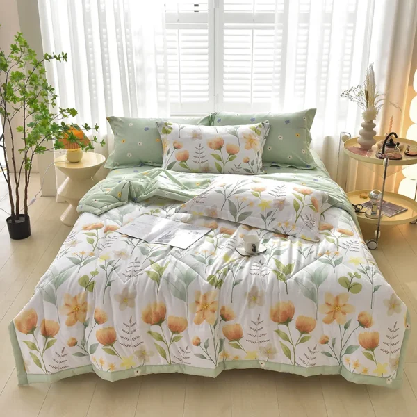 Set trapunta estiva morbida e delicata sulla pelle o 1 trapunta, comoda coperta estiva traspirante, leggera, resistente, con aria condizionata 3
