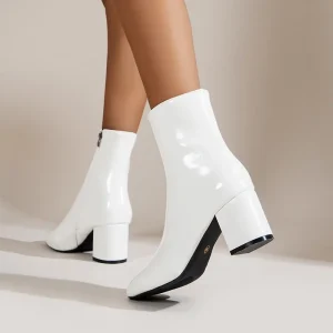 Stivaletti da donna Stivaletti corti con cerniera laterale moda per donna Punta a punta Tacchi alti Stivali da donna in pelle di alta qualità Taglia 35-42 1