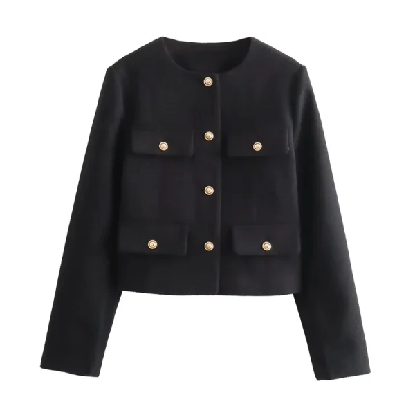 MUJER 2025 Giacca corta in tweed Cappotto donna Bottoni Manica lunga Giacche eleganti per donna Cappotti corti Moda Novità in capispalla 6
