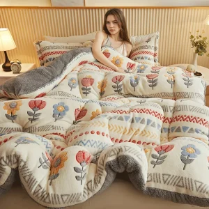Comoda trapunta in velluto double face con nucleo per camera da letto, coperta ispessita in velluto, trapunta in pile di agnello per la casa, trapunta calda, confortevole 1