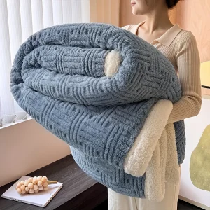 Coperta doppia vintage deluxe: morbida pelliccia di peluche e lana imitazione |   Lavabile in lavatrice |   Tessuto lavorato a maglia in velluto di latte 1