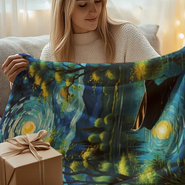 1 pezzo di coperta in peluche ultra bella illuminata al lago, dimensioni grandi e soffici, perfetta per decorazioni per la casa, divani, auto e scene di ufficio 4