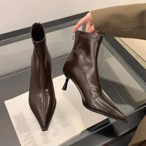 Scarpe da donna 2025 Stivali da donna con cerniera posteriore di alta qualità Moda Ufficio e carriera Stivaletti sexy con punta a punta Best Seller 1