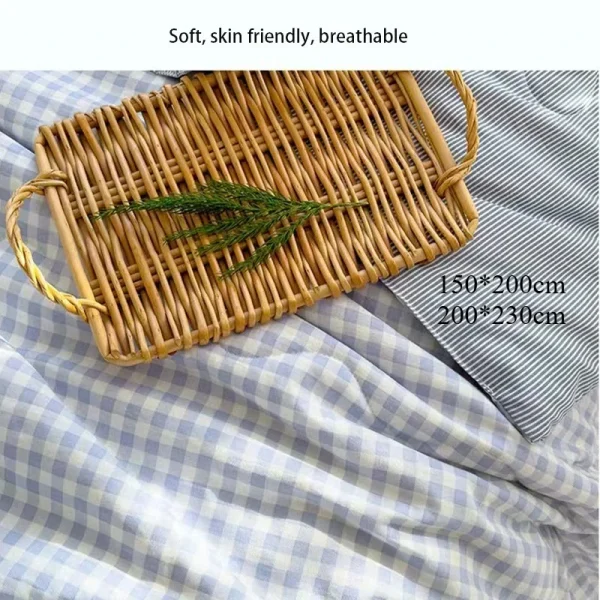 Semplice piumino di lusso Copriletto sottile Biancheria da letto Trapunta estiva scozzese fresca Trapunte estive fronte-retro di alta qualità Trapunta letto matrimoniale 6