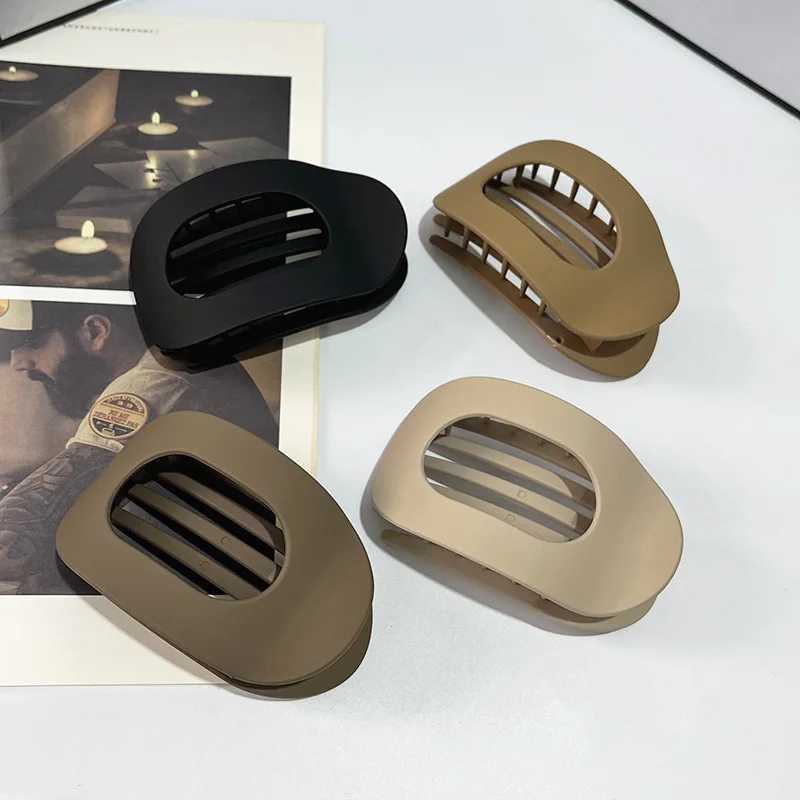 Fermagli per capelli piatti ovali alla moda per le donne Clip a becco d'anatra opaca Accessori per capelli per panini posteriori della testa Ornamento per capelli con clip semplice 2