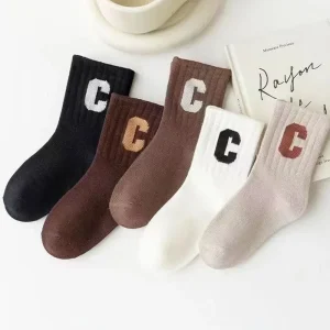 5 paia/lotto bambini inverno caldo calzini lunghi moda coreana C-Letter bambini tubo centrale calzino ragazzi ragazze peluche calzino calzature per bambini 양말 1