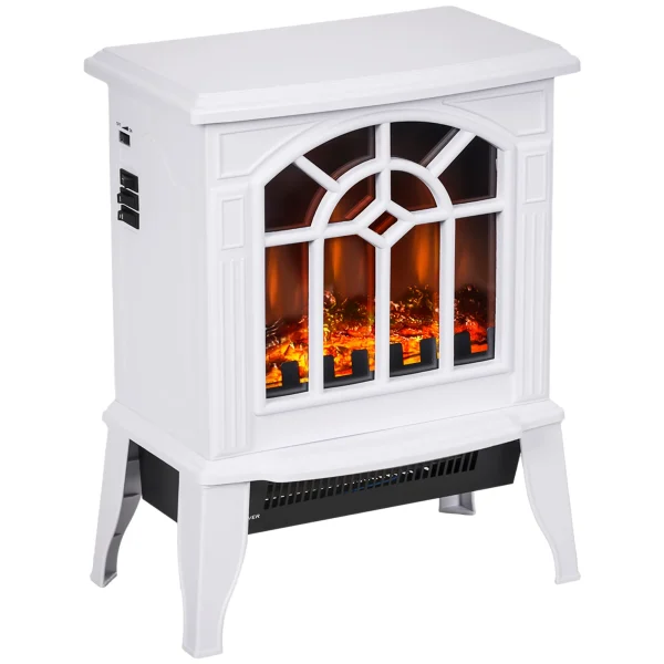 Camino elettrico HOMCOM 1000 W/2000 W 36,5x24x46 cm Bianco 1