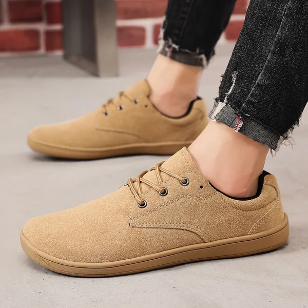 Scarpe da ginnastica da uomo a piedi nudi con punta larga piedi al naso minimalista tomaia in pelle scamosciata di mucca scarpe casual da uomo calzature per donna 5