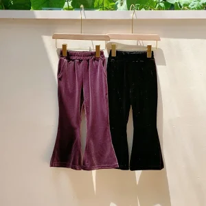 Bambini Ragazze Pantaloni a zampa d'elefante Autunno 1-10T Ragazze Solido Pantaloni svasati Casual Elastico in vita Pantaloni per bambina Coreano Kid Girl Pant 1
