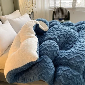 Coperta per letto Piumino caldo super spesso per l'inverno Poliestere Sherpa Ponderato Blanekts Piumini trapuntati caldi edredones 1