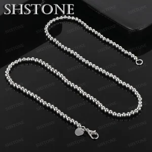 Collana con perline in argento sterling 925 da 4 mm per donna uomo moda gioielli con ciondoli fidanzamento regali per feste di nozze accessori 1