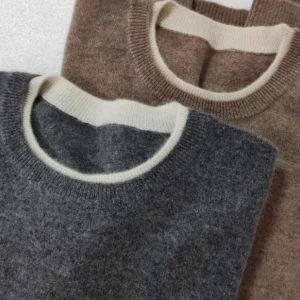 Maglione girocollo in puro cashmere da donna, pullover autunnale e invernale, maglione lavorato a maglia con fondo in lana di grandi dimensioni 1