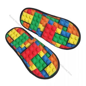 Pantofola invernale donna uomo soffici pantofole calde blocchi colorati mattoni pantofole da casa scarpe 1