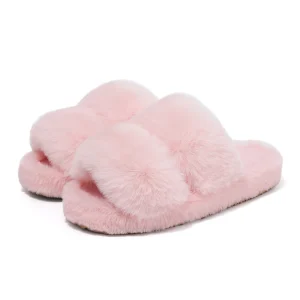 Evshine Nuove pantofole soffici open toe Pelliccia calda per interni Scivoli femminili Moda Peluche Scarpe da casa da donna Pantofole pelose invernali da donna 1