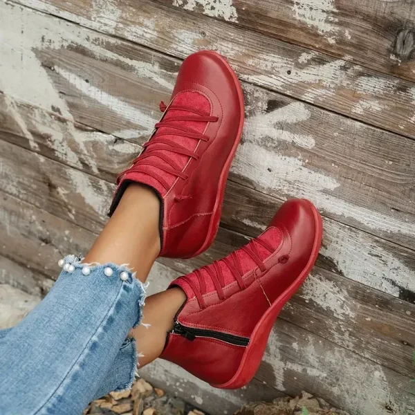 Stivali da donna invernali piatti corti vintage comodi stivali da neve da donna comode scarpe da passeggio antiscivolo per donna Botas De Mujer 3
