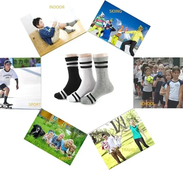 Oohmy Ragazzi Ragazze Calzini sportivi alla caviglia Cuscino in spugna Caldo autunno inverno Calzini in cotone pettinato Calza per bambini 5
