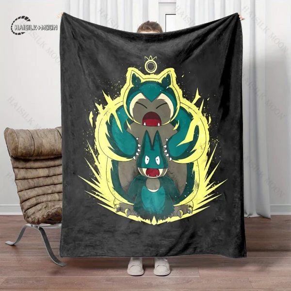 Coperta stampata Pokemon Snorlax per viaggi a casa Coperta morbida e confortevole per adulti e bambini Coperta calda per cartoni animati 6