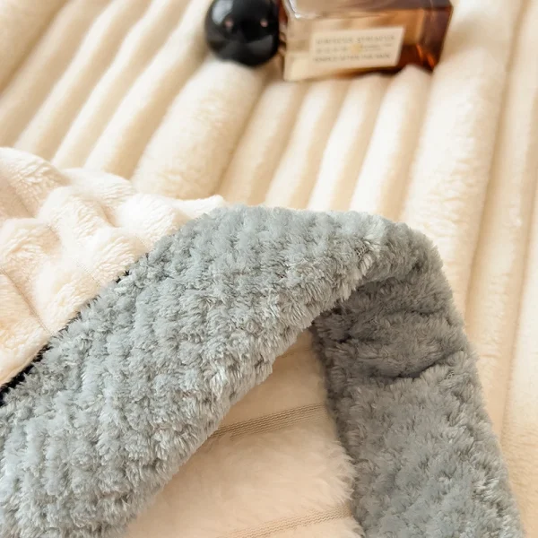 Imitazione coniglio peluche a righe tenere al caldo divano coperta autunno inverno calore coperte da letto morbido soffice pisolino scialle coperta regina 6