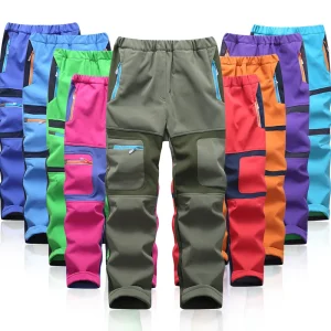 Marchio di moda Impermeabile Ragazzo Ragazza Pantaloni per bambini Pantaloni caldi Leggings da arrampicata sportiva Bambini Patchwork Soft Shell Abiti autunno 1