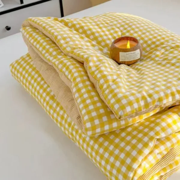Semplice piumino di lusso Copriletto sottile Biancheria da letto Trapunta estiva scozzese fresca Trapunte estive fronte-retro di alta qualità Trapunta letto matrimoniale 3