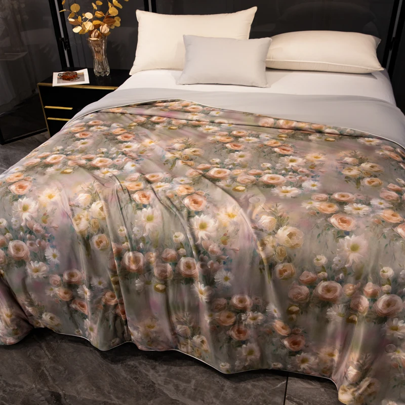 Trapunta rinfrescante estiva in seta di ghiaccio lavata ad acqua, raffreddamento su entrambi i lati, coperta sottile per aria condizionata fredda, trapunta per biancheria da letto di lusso 2