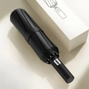 Ombrello completamente automatico, ombrellone di protezione solare in gomma nera a doppio scopo per tutte le stagioni, ombrellone pieghevole di fascia alta 1