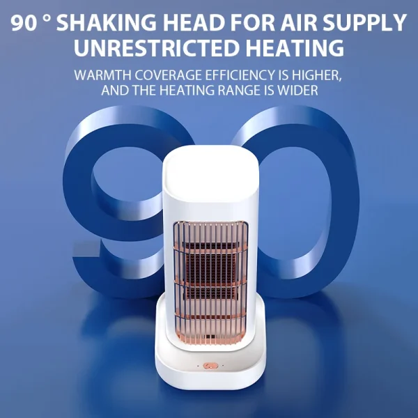 Stufa Elettrica 1300W 90 °   Oscillazione Ventilatore d'aria calda PTC Termoventilatore in ceramica Desktop domestico Piccolo riscaldamento rapido Camera da letto Scaldino 5