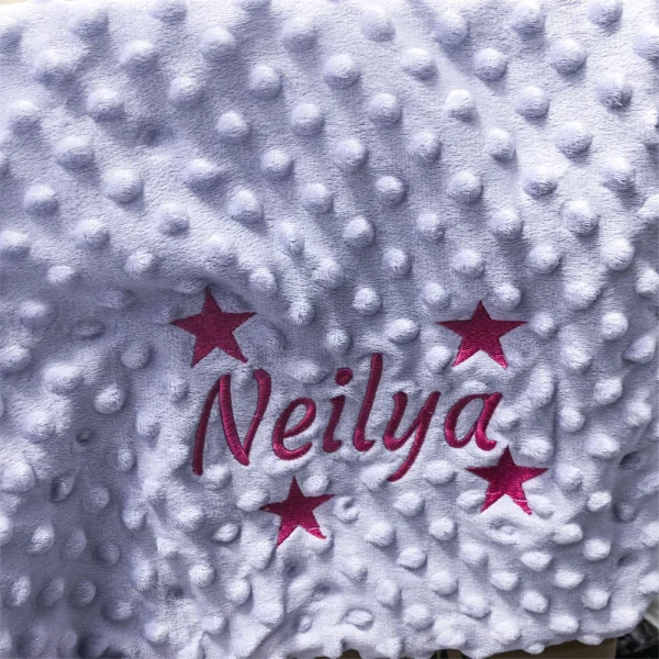 Nome ricamato luna e stella passeggino per bambini coperta morbida nome personalizzato regalo di nascita neonato coperte per doccia per bambini 3