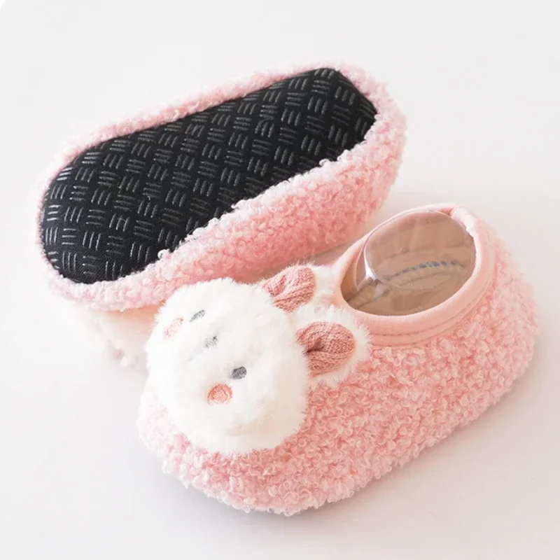 Calde pantofole per bambini in peluche Autunno Inverno Scarpe per calzini da pavimento per bambini Ragazzo Ragazza Bambini Scarpe da passeggio morbide antiscivolo Scarpe per bambini per interni 4