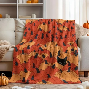 1PC Tema Halloween Giro Zucca Gatti neri Coperta sottile Regali per amici di famiglia Divano letto Auto Casa Campeggio Uso per tutte le stagioni 1