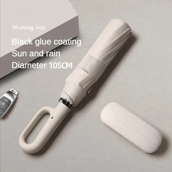 Ombrello con fibbia ad anello completamente automatico rinforzato extra large, resistente al vento, resistente alla pioggia, a doppio scopo, resistente ai raggi UV 5