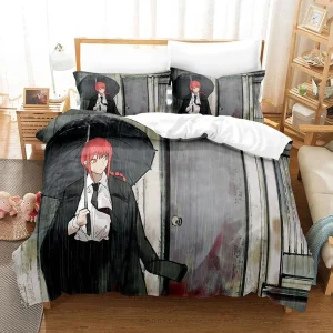 Set biancheria da letto Makima con stampa 3D Anime Chainsaw Man, copripiumino set copripiumino federa, King Queen Twin Size ragazzi ragazze adulti 1