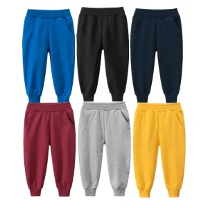 2024 primavera bambini pantaloni solidi 100% cotone pantaloni lunghi semplici e alla moda per ragazzi ragazze autunno pantaloni sportivi Casual 1
