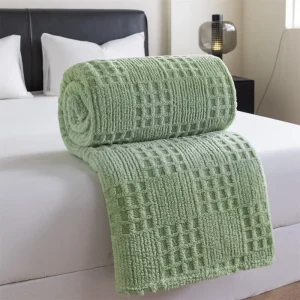 2025 nuova coperta jacquard waffle in taffola tinta unita, comoda coperta multifunzionale in velluto di cotone, coperta per pisolino 1